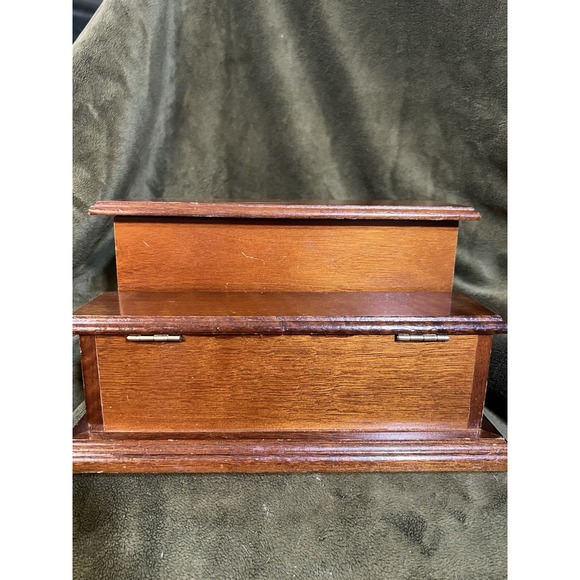 Wooden Desk Organizer Trinket Jewelry Letter Box 9" x 5" x 5.5" (1973) - Picture 2 of 12